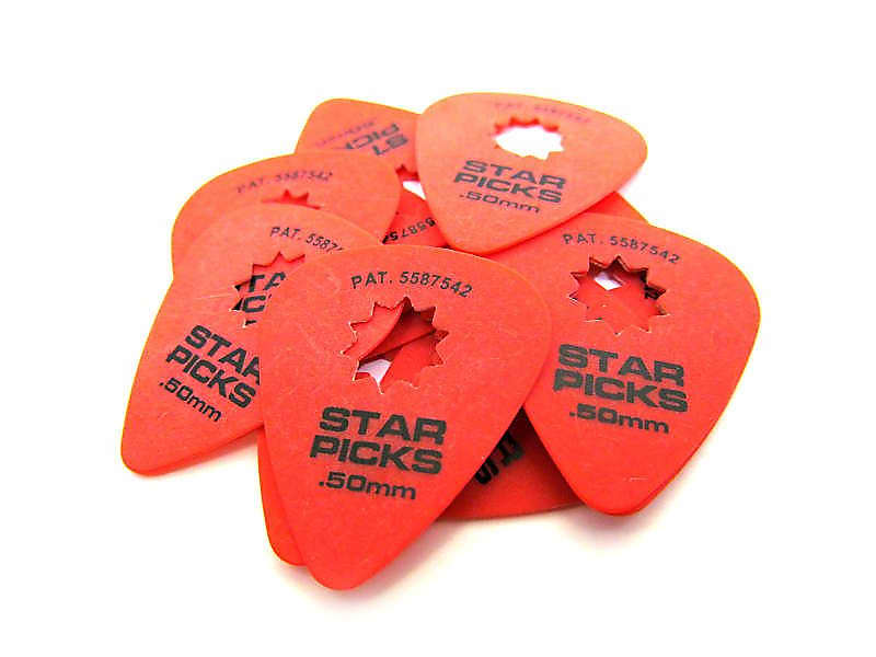 Everly Star Guitar Picks  12 Pack  .50mm  Super Grip  Red image 1