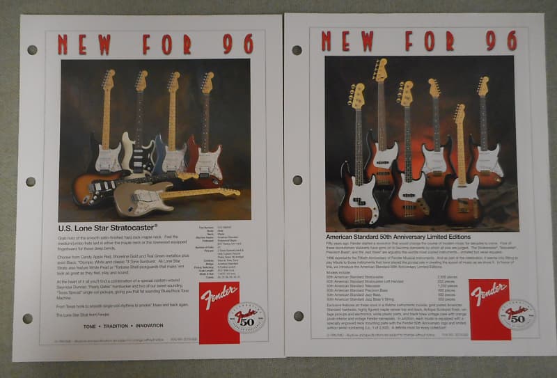 Fender Collection of 2 Dealer Catalog Pages 1996 Reverb