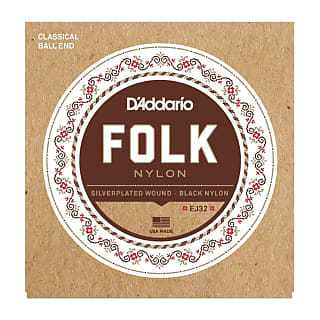 D'Addario EJ32 Folk Nylon String Set, Silver Wound/Ball End/Black Trebles image 1