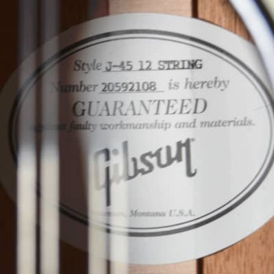 Gibson J45-12 Acoustic/Electric 12 String Guitar 2022 w/ OHSC – Used 2022 - Natural Gloss Finish image 9