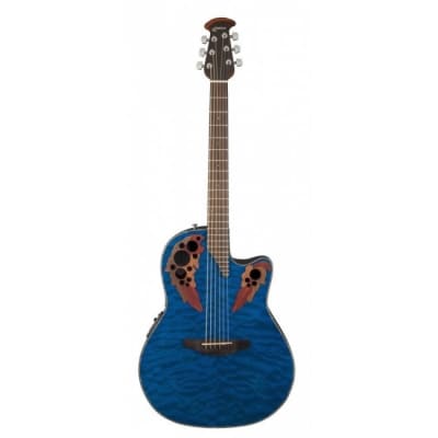 OVATION CE44P-8TQ-G Celebrity Elite Plus Mid Cut Roundback Elektro-Akustik-Gitarre, blue quilted for sale