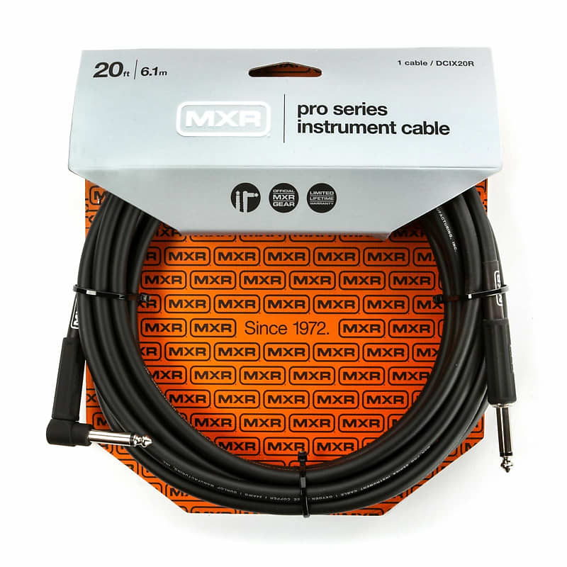 MXR DCIX20R Pro Series 20 ft. Straight to Right Angle Instrument Cable, Black image 1
