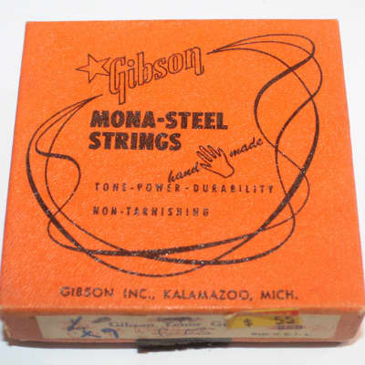 Vintage 1950's Gibson Mona-Steel Strings 1 box 9 Strings C or 4th Wound Orange Kalamazoo Case Candy image 1