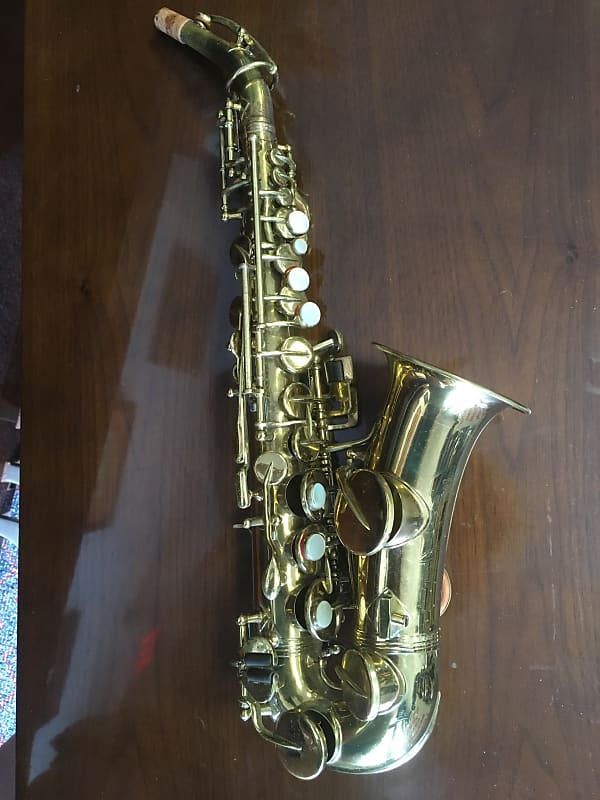 JW York & Sons Curved-Bell Soprano Saxophone  1921 Gold image 1