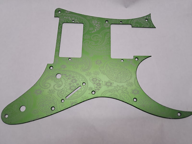 Paisley Venom Green Anodized Aluminum pickguard fits Ibanez (tm