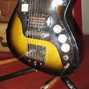 Vintage 1960s Teisco Audition Solidbody Double Pickup with Gold Foil Pickups image 1