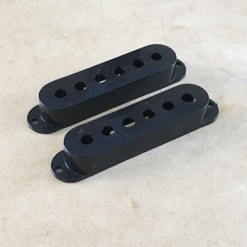 Two NOS Fender Stratocaster Pickup Covers Strat Black Guitar | Reverb