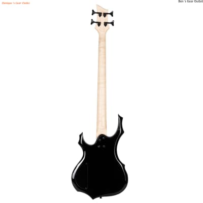 Glarry Burning Fire Bass Guitar Sunset Color 4 String Burning Fire enclosed H-H Pickup Electric Bass image 2