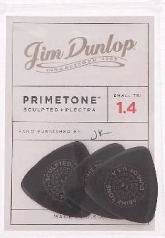 Dunlop 516P14 Primetone Small Tri Grip 1.4mm Triangle Guitar Picks (3-Pack) - Brown image 1
