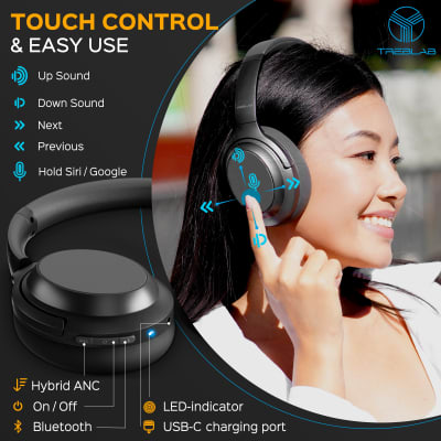 TREBLAB Z7 PRO - Hybrid Active Noise Canceling Headphones with Mic - 45H Playtime &USB-C Fast Charge Bild 3