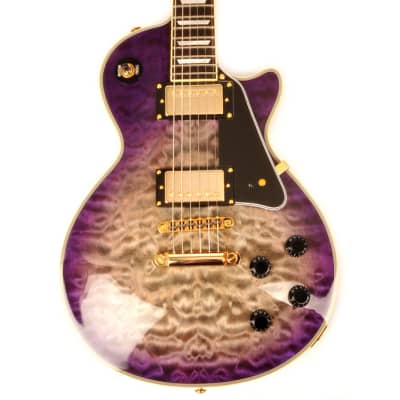 Agile AL-3200MCC Purple / Black Quilt Wide with Gold Hardware Wide Neck Electric Guitar for sale