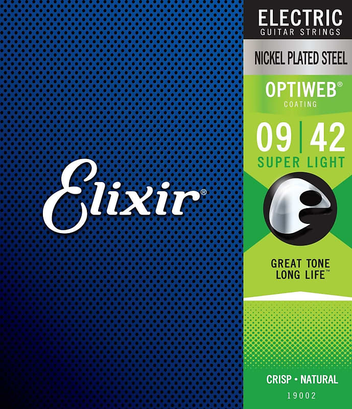 Elixir Strings 19002 Electric Guitar With Optiweb Coating, Super Light (.009-.042) image 1