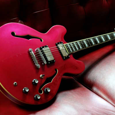 Palermo Shelby Chevy Nova Burgundy Mist Metallic Guitar W/ 335 Case NEW image 1