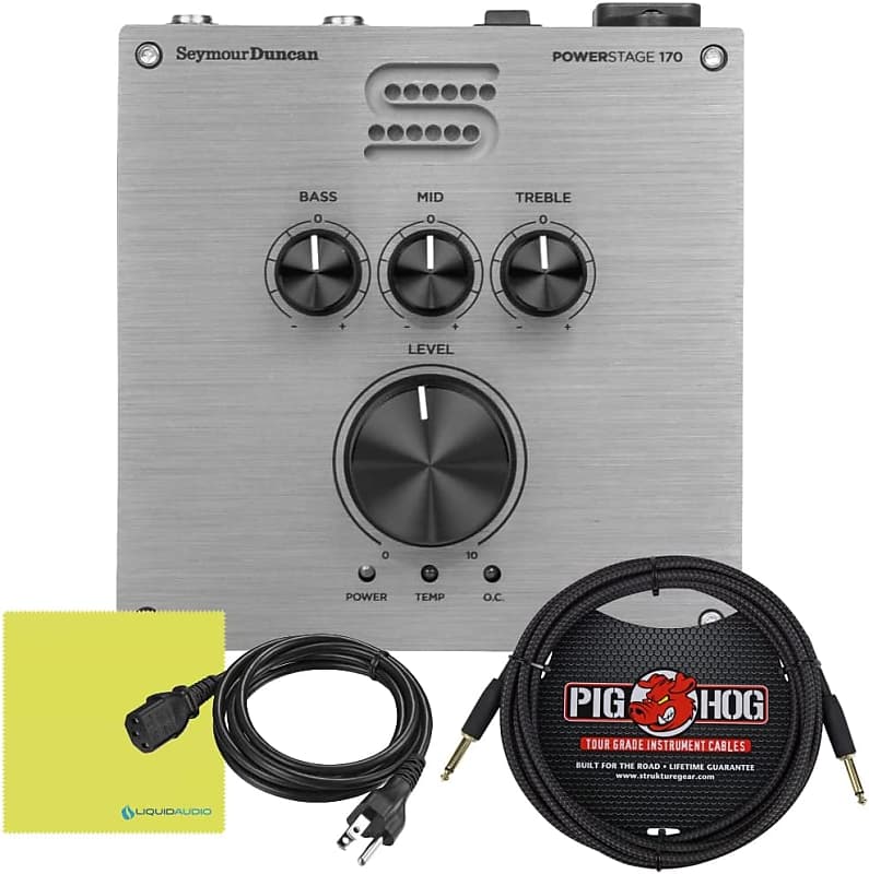 Seymour Duncan PowerStage 170 - 170-watt Solid State Guitar Amplifier Pedal  Bundle w/ Pig Hog 10ft Woven Instrument Cable and Liquid Audio Polishing