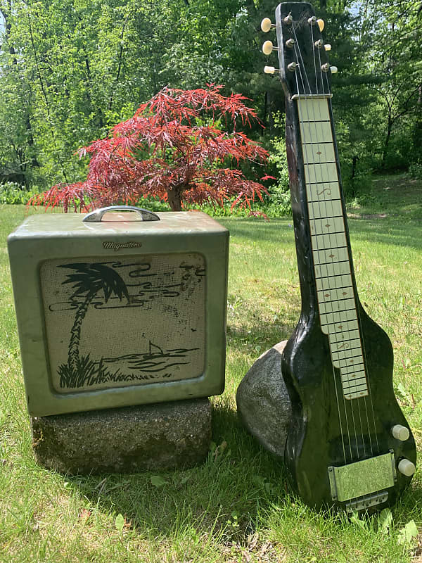 Magnatone Varsity 1950’s Lap Steel and Amp - Black and Grey Mother of Pearl image 1