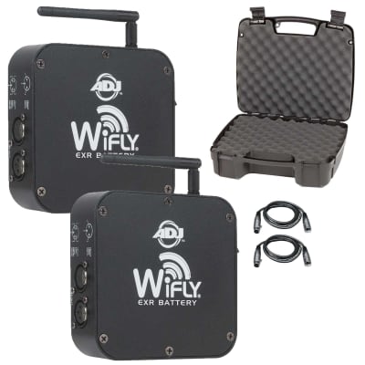 ADJ WiFLY EXR Battery Wireless DMX Transceiver 2-Pack w Cables & Case image 1