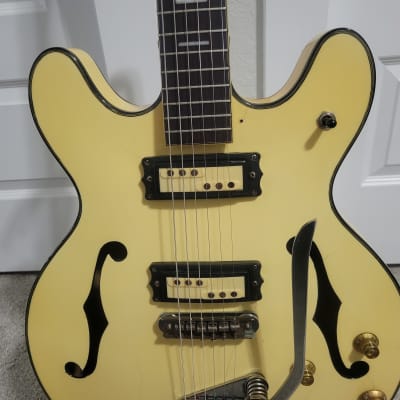Kimberly VIP 6 HollowBody w/ Whammy Bar Cream/Yellow Color Made in Japan Guitar image 7
