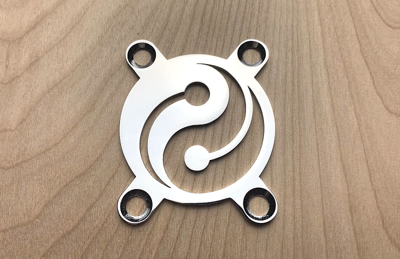 Icon Plates Yin Yang Neck Plate For Bolt On Neck Guitar or Bass - Chrome Finish image 1