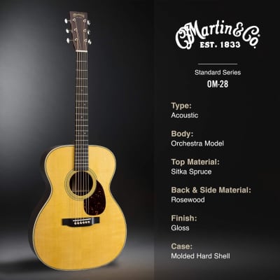Martin OM-28 Acoustic Guitar - Natural with Rosewood image 5
