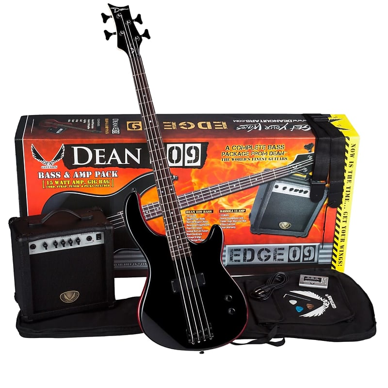 Dean Edge 09 Electric Bass Pack CBK w/Amp & Accessories image 1