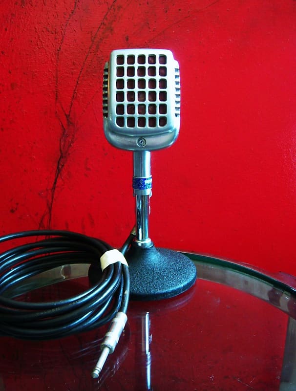Vintage 1940's Shure 737A crystal super cardioid microphone / retro mod dynamic Satin Chrome w period cable 55 55S 708A # 2 image 1