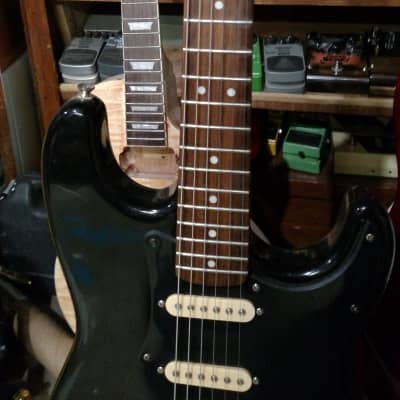 Fender Squier Stratocaster 2014 Black HSS with coil split switch and  black out hardware. image 4