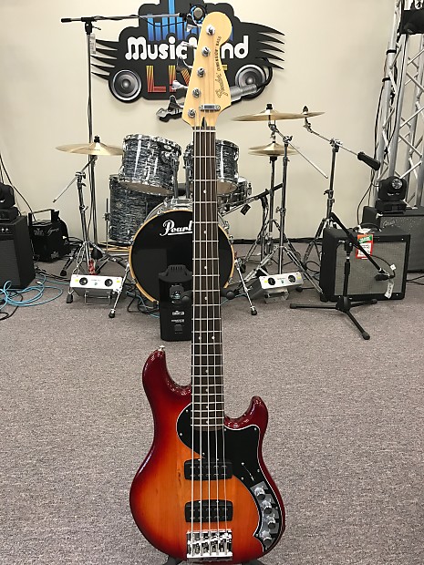 Fender Deluxe Active Dimension Bass V HH Aged Cherry Burst image 1