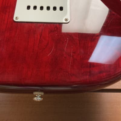 Squier Pro Tone Stratocaster 1997 in Crimson Red Transparent w/HSC image 7