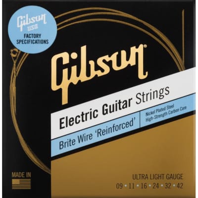 Gibson Brite Wire 'Reinforced' Electric Guitar Strings Ultra Light Gauge 9-42 for sale