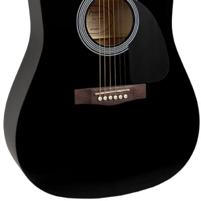 Fender FA-115 Dreadnought Acoustic Guitar - Black w/ Gig Bag image 3