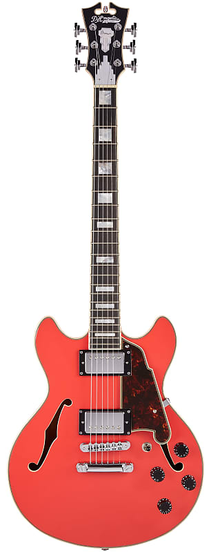 D'Angelico 6 String Semi-Hollow-Body Electric Guitar, Fiesta Red, DAPMINIDCFRCSCB image 1