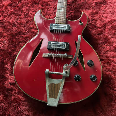 c.1967- Firstman / Teisco Gengakki Broadway Special MIJ Vintage Hollow Body Guitar   “Cherry Red” image 1