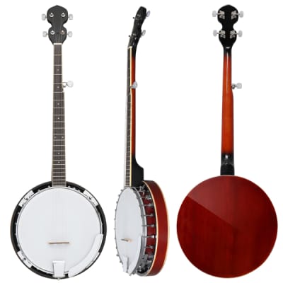 Full Size 5 String Left Handed Banjos Set with Closed Solid Sapele Back & Premium Mahogany Neck image 3