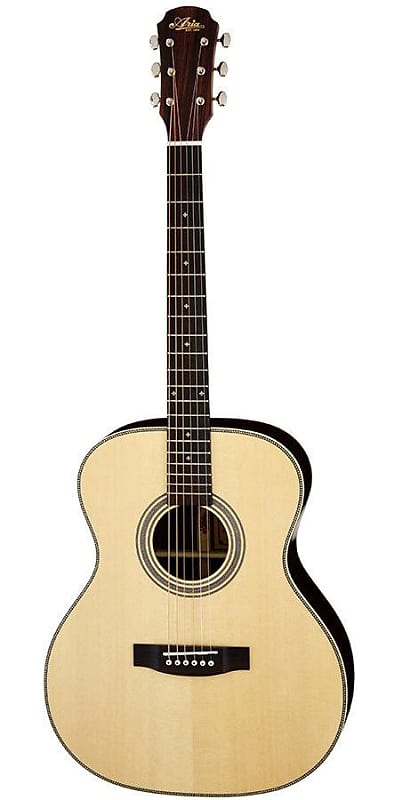 Aria 505 Series Orchestral Body Acoustic Guitar in Natural with Case image 1