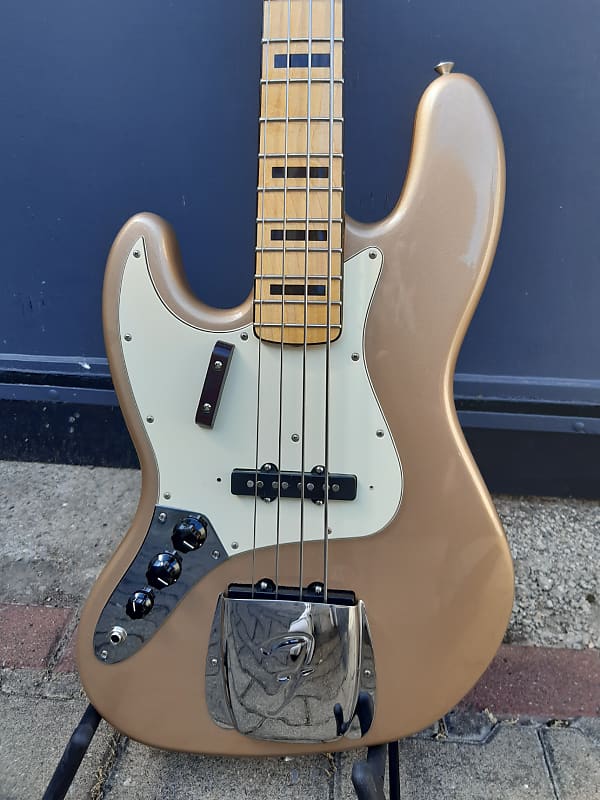 Fender Squier '70s Jazz Bass Left-Handed Lefty Firemist Gold matching headstock image 1
