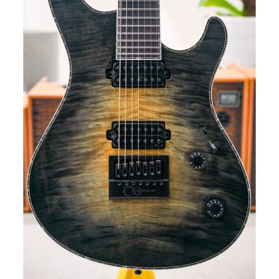Mayones Regius 4Ever 7 Flame Maple Top(3A Grade)-Trans Natural Fade Black Burst Out Gloss w/Match Headstock & Ebony FB for sale