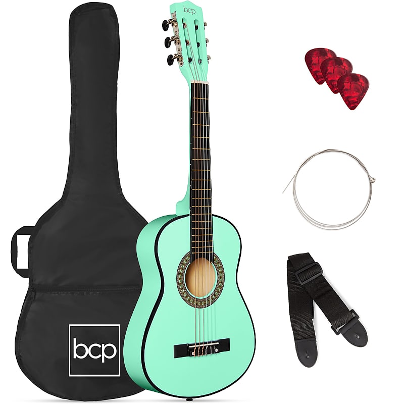Best Choice Products Kids Acoustic Guitar Beginner Starter Kit with Carrying Case - 30in-SoCal Green image 1