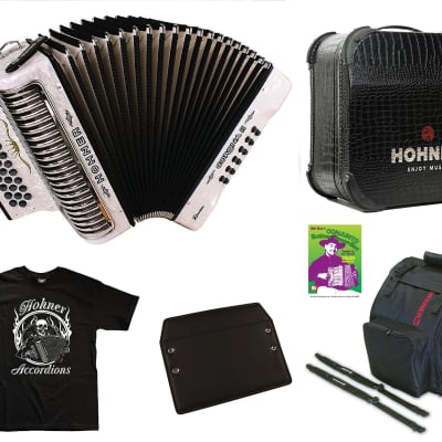 Immagine Hohner Xtreme Corona II White GCF/Sol Crown Accordion +Case/Bag/Straps/DVD/Shirt | Authorized Dealer - 1