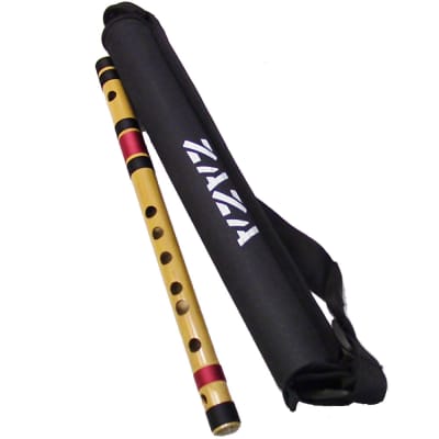 Zaza Percussion- Professional  Scale D# Bass 31'' Inches Polished Bamboo Bansuri Flute (Indian Flute)  With Carry Bag image 1