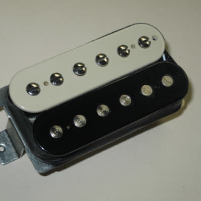 lite use (generally clean w/ few light scratches/tiny imperfections) genuine Gibson 61 Humbucker, PAF, Zebra (black/creme) 7.57k, any position, lead wire 10 & 1/4 inches, 4 conductor, Alnico 5, solder connect (+screws/springs/copy of wiring diagram) 2014 image 8