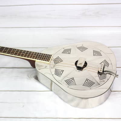 Royall Teardrop Tenor Singlecone Brass Body Resonator Bright Mirror Nickel Finish image 2