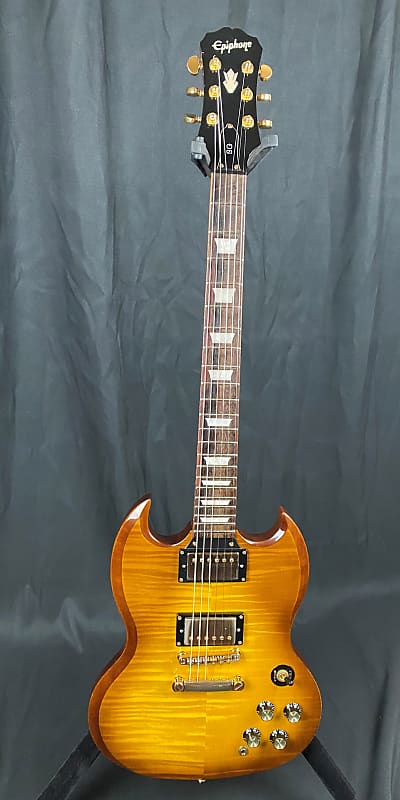 Epiphone Custom Shop SG Amber Burst Flame | Reverb