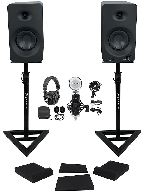 (2) Rockville ASM4 4" Studio Monitors Speakers Reverb