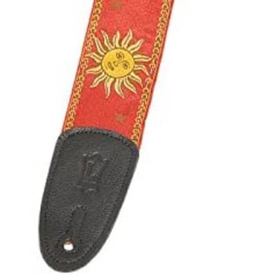 Levy's Leathers MPJG-SUN-RED 2 Jacquard Weave Guitar Strap with Sun Pattern Red image 1