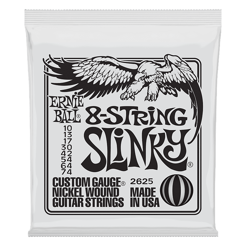 Genuine Ernie Ball Slinky 8 String Nickel Wound Guitar Strings 10-74 P02625 image 1