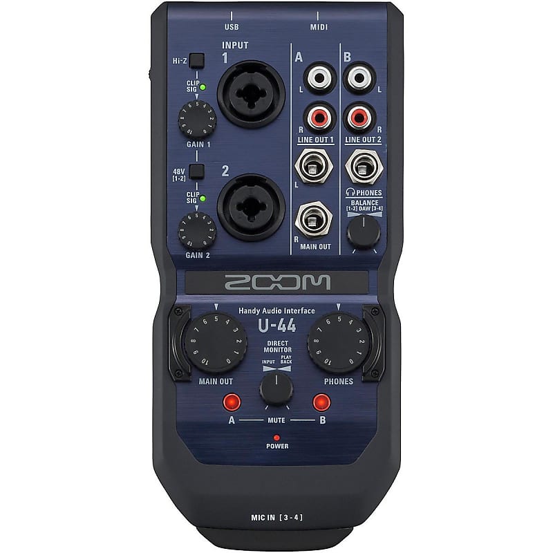 Zoom U-44 Handy Audio Interface, 4-Channel Portable USB Audio Interface, 2 XLR/TRS Combo Inputs, MIDI I/O, RCA Outputs, Compatible with Zoom Capsules image 1