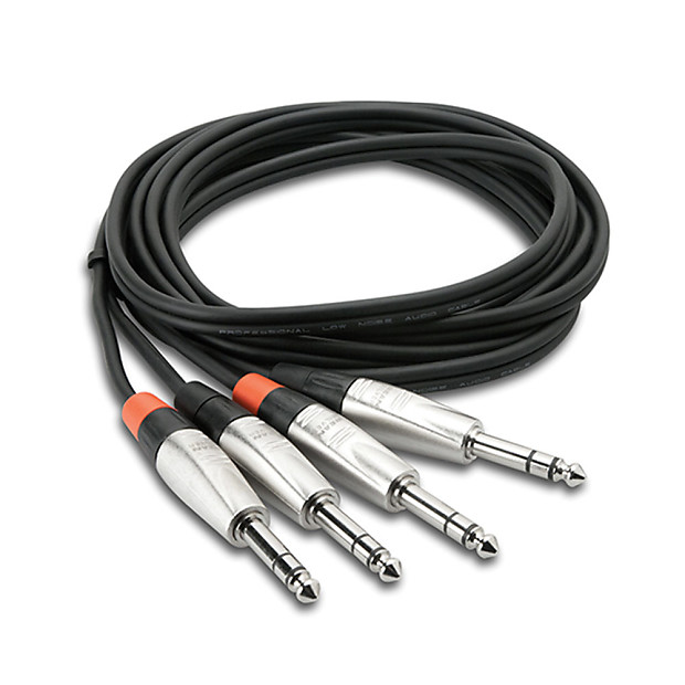 Hosa HSS-003X2 Dual REAN 1/4" TRS to Same Pro Stereo Interconnect Cable - 3' image 1