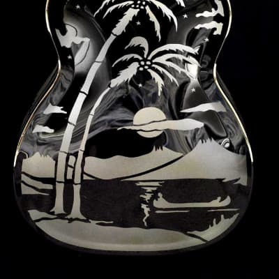 National Reso-Phonic Style O GERMAN SILVER 14 Fret 2024 Mirror Nickel with Deco Palm Tree Design image 2