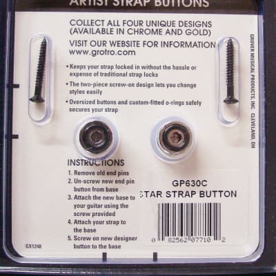 Grover GP630C Star Artist Strap Buttons (Set of 2) image 4