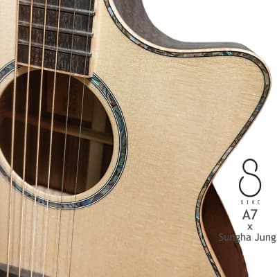 Sire A7 Sungha Jung series Natural All Solid Spruce & indian Rosewood Grand Auditorium guitar image 7